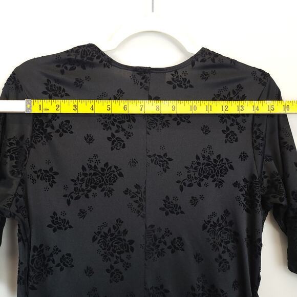 Eve Adams Whimsigoth Floral Velvet Burnout Black Long Dress M / 10 Fairy Grunge - Picture 9 of 15